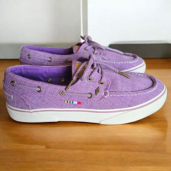 GUY HARVEY ( 8 ) Calzado Gulf Linen Purple Slip Resistant Boat Shoes - Picture 4 of 8